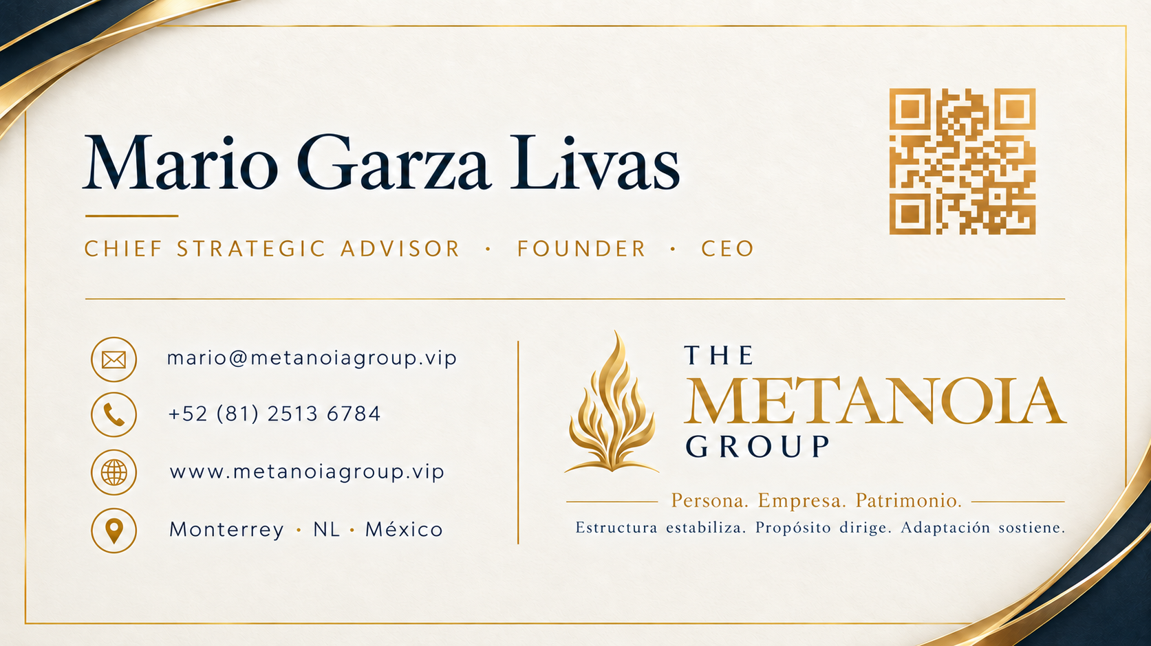 Mario Garza Livas business card