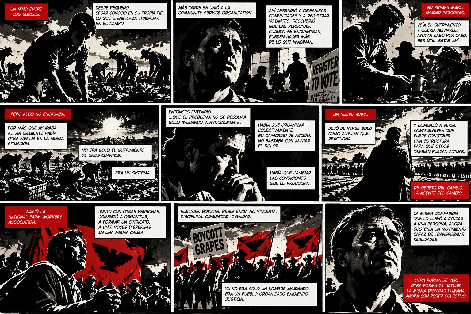 Graphic novel about the metanoia of César Chávez
