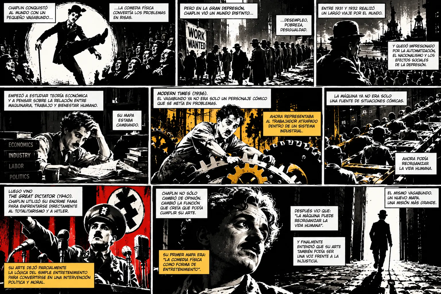 Graphic novel about the metanoia of Charles Chaplin