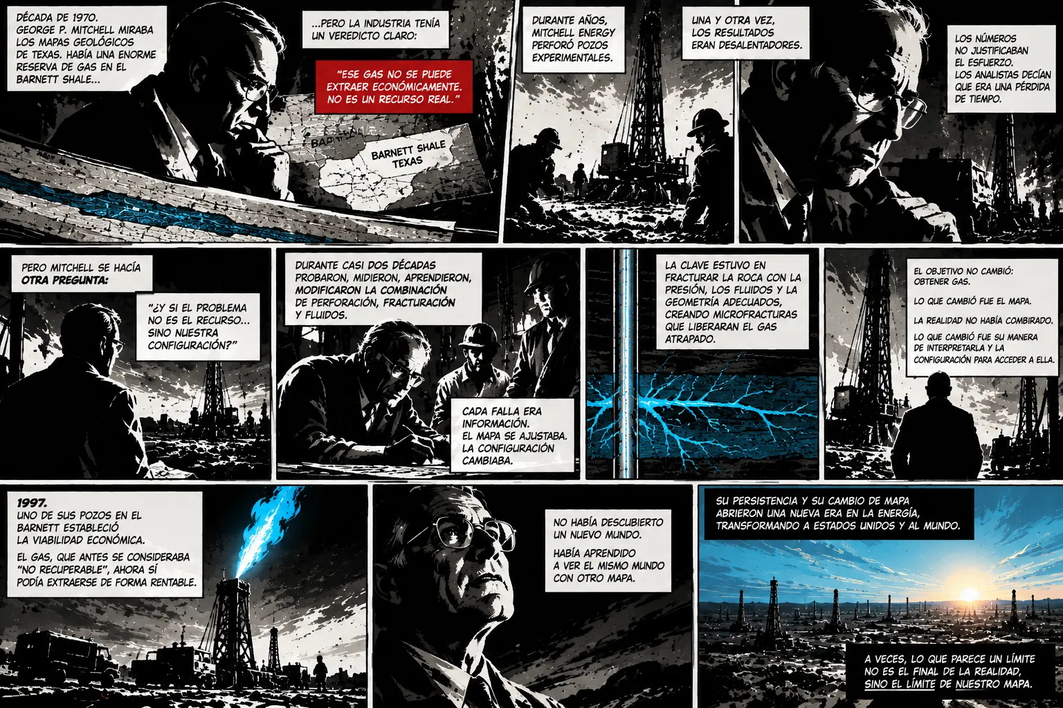 Graphic novel about the metanoia of George P. Mitchell