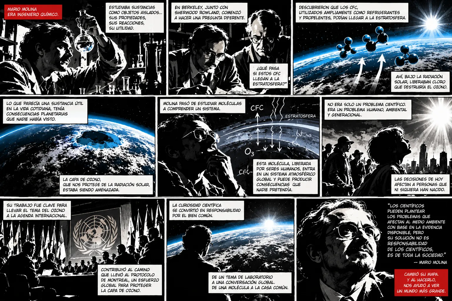 Graphic novel about the metanoia of Mario Molina